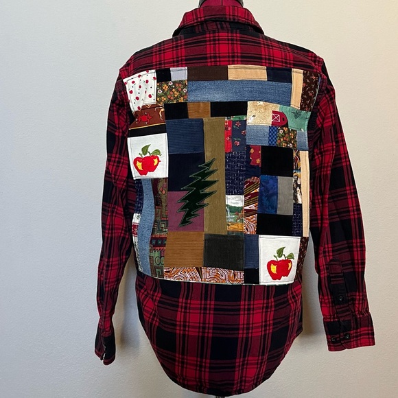 farm picker patchwork grateful autumn harvest tour company dead 💀❤️⚡️💙 flannel - Picture 4 of 11